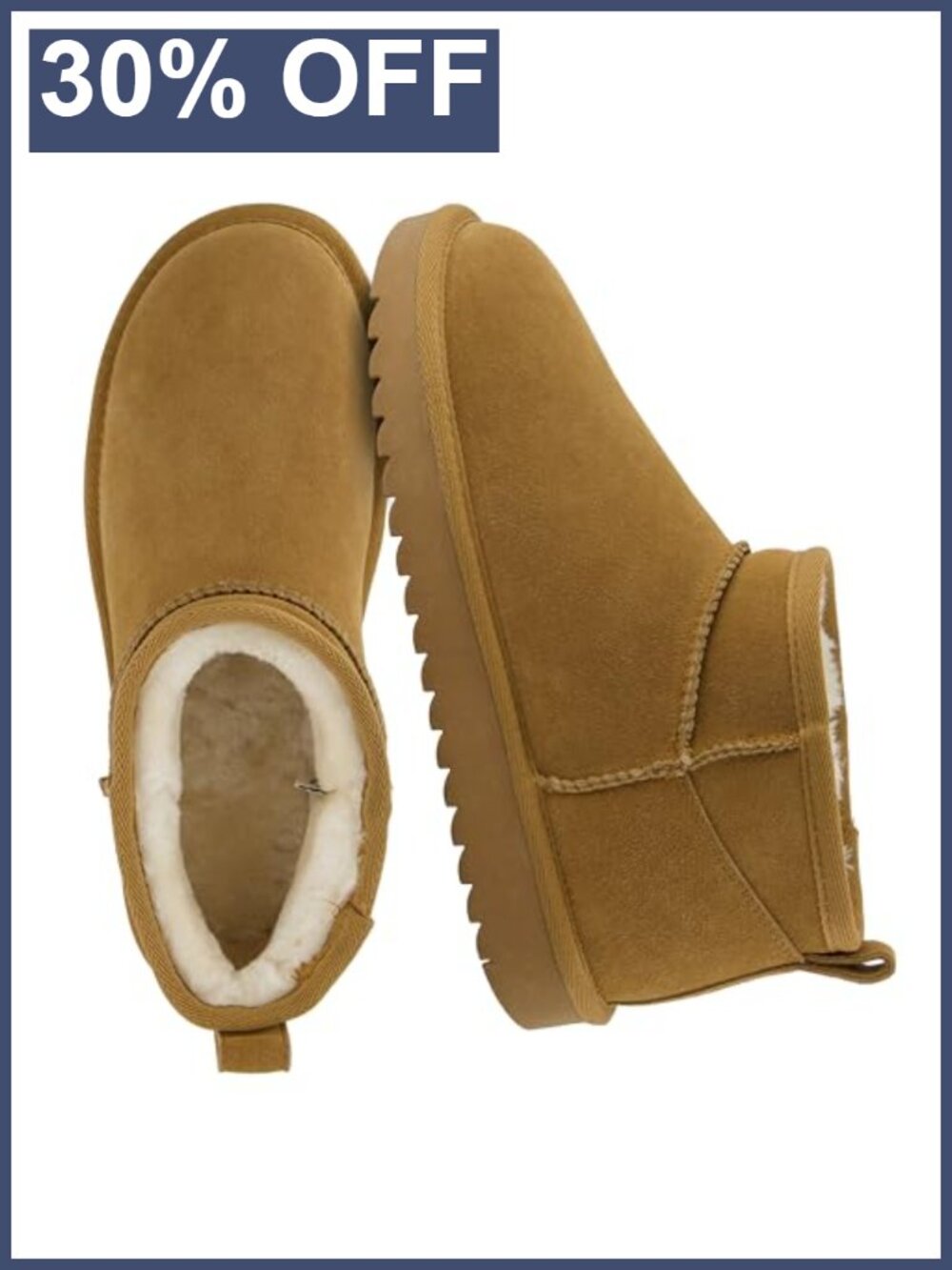 Genuine Suede Ankle Boots Pull On Faux Fur Lined Memory Foam Womens
